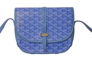 極美品 GOYARD ゴヤール ベルヴェデールPM ショルダーバッグ ブルー BELVE3PMLTY10CG10P PVC レザー シルバー金具 中古 4c076030
