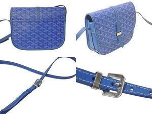 極美品 GOYARD ゴヤール ベルヴェデールPM ショルダーバッグ ブルー BELVE3PMLTY10CG10P PVC レザー シルバー金具 中古 4c076030