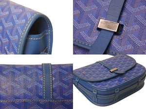 極美品 GOYARD ゴヤール ベルヴェデールPM ショルダーバッグ ブルー BELVE3PMLTY10CG10P PVC レザー シルバー金具 中古 4c076030