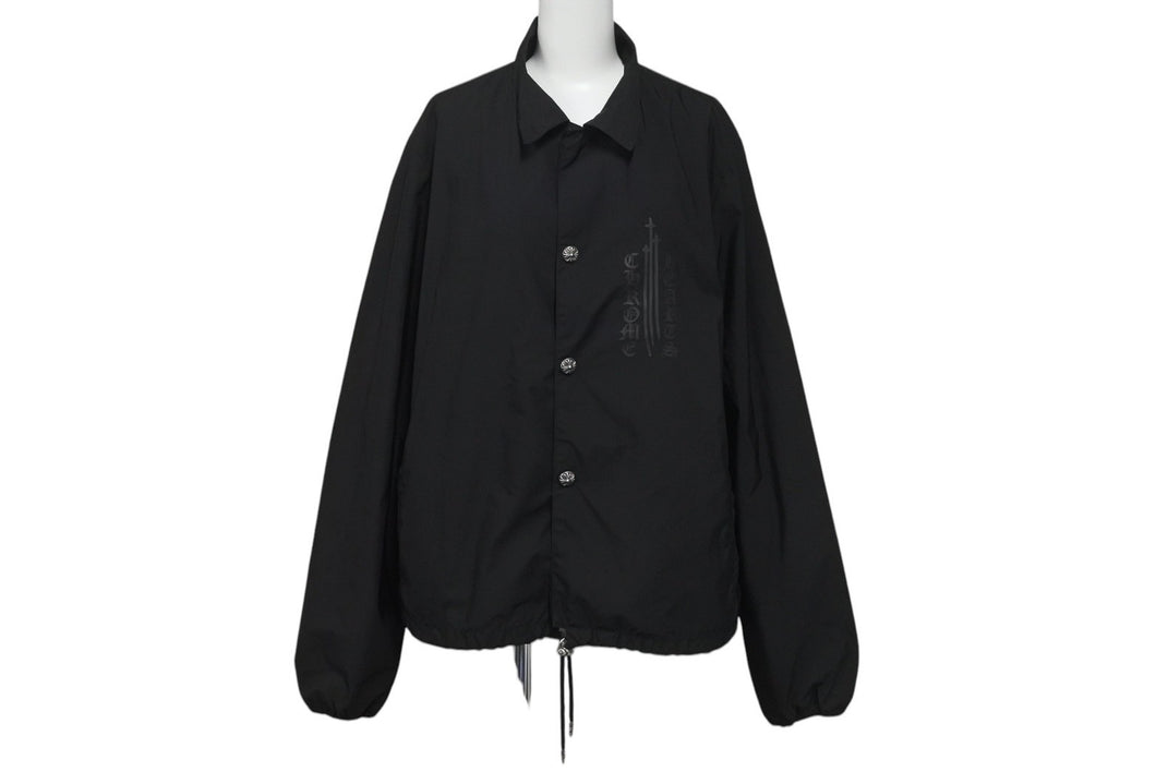 CHROME HEARTS クロムハーツ オールドイングリッシュ コーチ ジャケット ブラック ポリエステル ナイロン プリント サイズL 美品 中古 4c076109