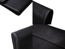 Load image into Gallery viewer, TOD&#39;S トッズ 財布 三つ折り 折り財布 イタリア製 本革レザー ブラック 刺繍 美品 中古 4c070317