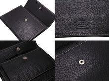 Load image into Gallery viewer, TOD&#39;S トッズ 財布 三つ折り 折り財布 イタリア製 本革レザー ブラック 刺繍 美品 中古 4c070317