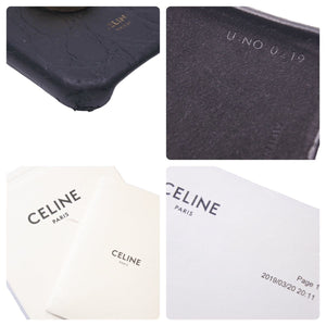 CELINE セリーヌ iPhone X リングセット スマホケース ブラック 黒 レザー ゴールド ロゴ 小物 カバー 中古 12685
