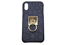 Load image into Gallery viewer, CELINE セリーヌ iPhone X リングセット スマホケース ブラック 黒 レザー ゴールド ロゴ 小物 カバー 中古 12685
