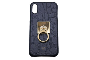 CELINE セリーヌ iPhone X リングセット スマホケース ブラック 黒 レザー ゴールド ロゴ 小物 カバー 中古 12685