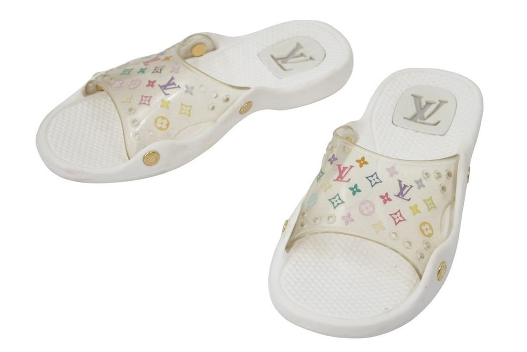 LOUIS VUITTON ルイヴィトン 村上隆 ヴィンテージ デットストック マルチカラー ビーチサンダル 38 美品 中古 15999