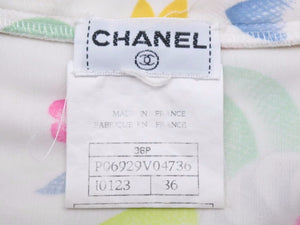 CHANEL シャネル 97年 ヴィンテージ クロップドTシャツ マルチカラー フラワー チビT P06929V04736 レディース サイズ36 N19338