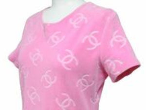 名作 CHANEL シャネル ワンピース 96P ベロア ココマーク ピンク ヴィンテージ 半袖 パイル アーカイブ 美品 19352 正規品