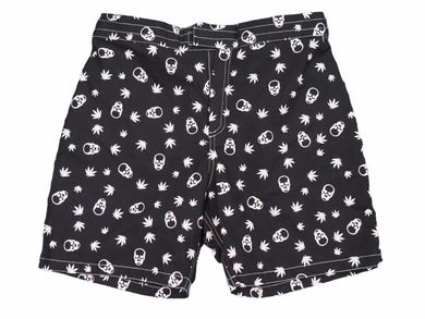LUCIEN PELLATFINET ルシアンペラフィネ スカル ハーフ ショーツ パンツ 総柄 6YEARS ブラック ホワイト サイズ8a 中古 19403
