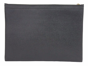 THOM BROWNE トムブラウン フルレザー フェーブルレザー 裏地ストライプ クラッチバッグ ブラック 美品 中古 20872
