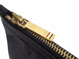 THOM BROWNE トムブラウン フルレザー フェーブルレザー 裏地ストライプ クラッチバッグ ブラック 美品 中古 20872