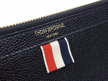 画像をギャラリービューアに読み込む, THOM BROWNE トムブラウン フルレザー フェーブルレザー 裏地ストライプ クラッチバッグ ブラック 美品 中古 20872