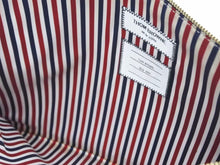 画像をギャラリービューアに読み込む, THOM BROWNE トムブラウン フルレザー フェーブルレザー 裏地ストライプ クラッチバッグ ブラック 美品 中古 20872