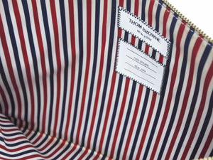 THOM BROWNE トムブラウン フルレザー フェーブルレザー 裏地ストライプ クラッチバッグ ブラック 美品 中古 20872