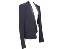 画像をギャラリービューアに読み込む, BALMAIN バルマン タキシード ウール テーラード ジャケット 44 ネイビー T754 B804 メンズ 中古 美品 21281