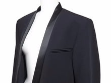 画像をギャラリービューアに読み込む, BALMAIN バルマン タキシード ウール テーラード ジャケット 44 ネイビー T754 B804 メンズ 中古 美品 21281