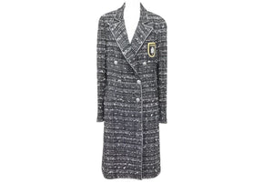 CHANEL シャネル エンブレム スパンコール No.5 05C P24957 ツイード ロゴ 激レア ロングコート 36 美品 中古 22088