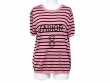 Load image into Gallery viewer, CHRISTIAN DIOR ディオール J&#39;ADIOR スパイダー ボーダー レディース 総柄 ピンク ブラック ニット Tシャツ 40 美品 22377