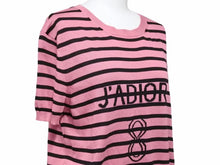 Load image into Gallery viewer, CHRISTIAN DIOR ディオール J&#39;ADIOR スパイダー ボーダー レディース 総柄 ピンク ブラック ニット Tシャツ 40 美品 22377