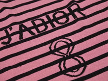 Load image into Gallery viewer, CHRISTIAN DIOR ディオール J&#39;ADIOR スパイダー ボーダー レディース 総柄 ピンク ブラック ニット Tシャツ 40 美品 22377