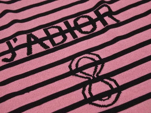 CHRISTIAN DIOR ディオール J'ADIOR スパイダー ボーダー レディース 総柄 ピンク ブラック ニット Tシャツ 40 美品 22377