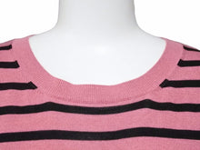 Load image into Gallery viewer, CHRISTIAN DIOR ディオール J&#39;ADIOR スパイダー ボーダー レディース 総柄 ピンク ブラック ニット Tシャツ 40 美品 22377