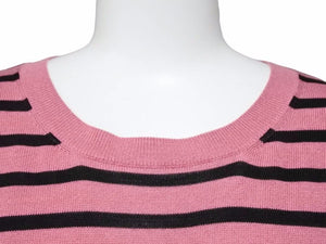 CHRISTIAN DIOR ディオール J'ADIOR スパイダー ボーダー レディース 総柄 ピンク ブラック ニット Tシャツ 40 美品 22377
