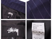 Load image into Gallery viewer, STUSSY ステューシー × COMME des GARCONS CDG コムデギャルソン 40周年記念 ジャケット ストライプ ネイビー ホワイト 美品 22577