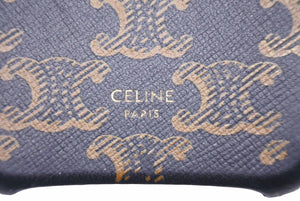 CELINE セリーヌ スマホケース iPhoneX トリオンフ マカダム ブラック ゴールド ユニセックス 中古 N22965