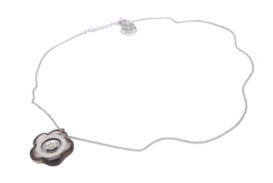 CLATHAS クレイサス ネックレス フラワー モチーフ アクセサリー ラインストーン メッキ ブラック シルバー 美品 中古 22980