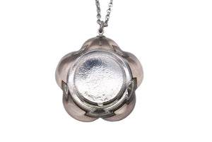 CLATHAS クレイサス ネックレス フラワー モチーフ アクセサリー ラインストーン メッキ ブラック シルバー 美品 中古 22980