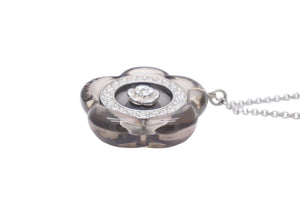 CLATHAS クレイサス ネックレス フラワー モチーフ アクセサリー ラインストーン メッキ ブラック シルバー 美品 中古 22980