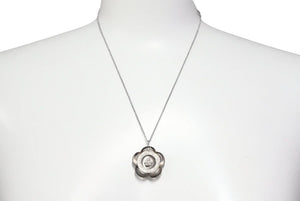 CLATHAS クレイサス ネックレス フラワー モチーフ アクセサリー ラインストーン メッキ ブラック シルバー 美品 中古 22980
