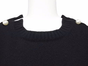 CHANEL シャネル 17B P57393K07487 カシミヤ ワンピース 34 フェイクパール ココマーク ブラック 美品 23221