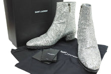 画像をギャラリービューアに読み込む, 未使用 SAINT LAURENT PARIS サンローラン 19AW ジップブーツ ハイカット カレブ グリッター シルバー ラメ 45 メンズ 中古 23771