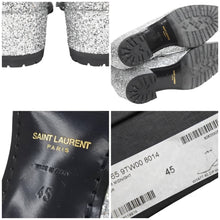 画像をギャラリービューアに読み込む, 未使用 SAINT LAURENT PARIS サンローラン 19AW ジップブーツ ハイカット カレブ グリッター シルバー ラメ 45 メンズ 中古 23771