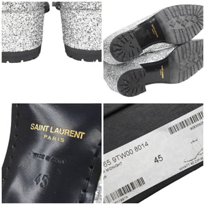 未使用 SAINT LAURENT PARIS サンローラン 19AW ジップブーツ ハイカット カレブ グリッター シルバー ラメ 45 メンズ 中古 23771