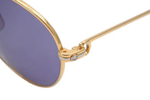 Load image into Gallery viewer, CARTIER カルティエ ヴィンテージ サングラス ダイヤ入り 度なし パープルレンズ ゴールド金具 美品 中古 24730