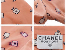 Load image into Gallery viewer, CHANEL シャネル ヴィンテージ 香水柄 ワンピース 42 総柄 ピンク ココマーク 長袖 クローバーボタン 中古 24970 正