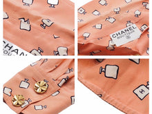Load image into Gallery viewer, CHANEL シャネル ヴィンテージ 香水柄 ワンピース 42 総柄 ピンク ココマーク 長袖 クローバーボタン 中古 24970 正