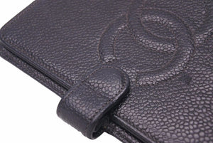 CHANEL シャネル ココマーク アジェンダ 手帳カバー 服飾小物 5番台 キャビアスキン A13505 ブラック ゴールド 良品 中古 25127