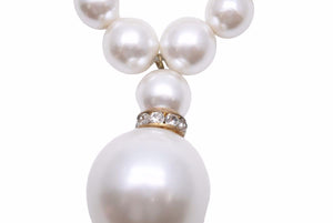 VERSACE ヴェルサーチ フェイクパール ブローチ ゴールド GP ラインストーン アクセサリー 中古 25668 