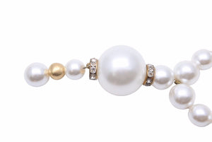 VERSACE ヴェルサーチ フェイクパール ブローチ ゴールド GP ラインストーン アクセサリー 中古 25668 