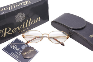 Revillon PARIS レヴィヨン レビヨン パリ メガネ 眼鏡 5418 COL 8 テンプル ゴールド ブラウン メンズ 中古 良好 26024