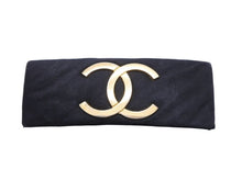 Load image into Gallery viewer, CHANEL シャネル バレッタ ココマーク アクセサリー 小物 サテン レザー ブラック ゴールド 美品 中古 26158