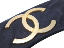 Load image into Gallery viewer, CHANEL シャネル バレッタ ココマーク アクセサリー 小物 サテン レザー ブラック ゴールド 美品 中古 26158