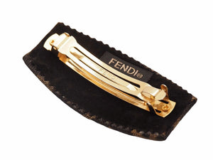 FENDI フェンディ ズッカ柄 バレッタ 髪留め ヘアクリップ アクセサリー ブラウン ゴールド レディース 26513