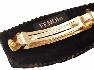 FENDI フェンディ ズッカ柄 バレッタ 髪留め ヘアクリップ アクセサリー ブラウン ゴールド レディース 26513