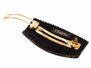 FENDI フェンディ ズッカ柄 バレッタ 髪留め ヘアクリップ アクセサリー ブラウン ゴールド レディース 26513