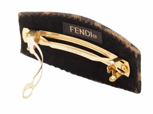FENDI フェンディ ズッカ柄 バレッタ 髪留め ヘアクリップ アクセサリー ブラウン ゴールド レディース 26513